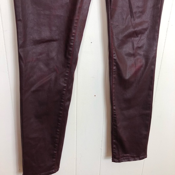 Armani Exchange Faux Leather Burgundy Pants Sz 4 - Picture 5 of 11